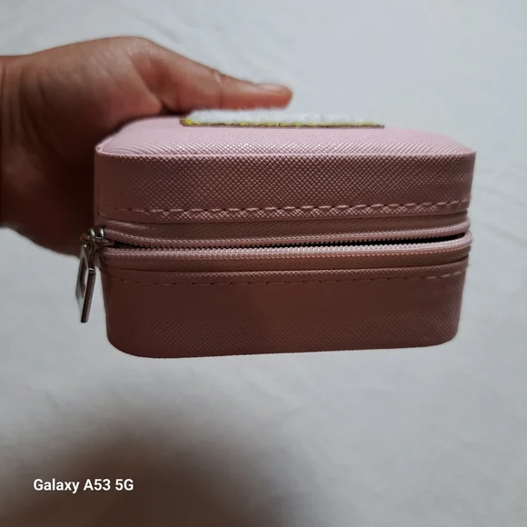 Travel Women's Initial “ R “ Jewelry Box Case Organizer Wit Mirror Pink - Picture 3 of 3